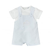 Babidu Baby Boy Pale Blue Embroidered Dungaree Set